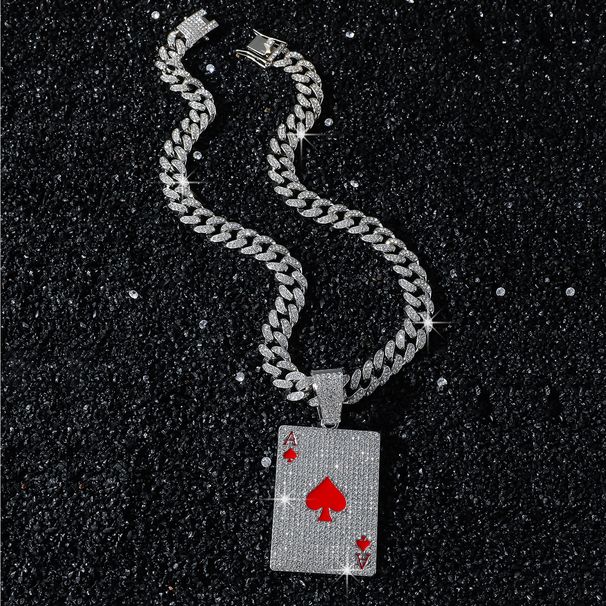New Style Red Peach A Hip Hop Creative Personalized Poker Card Pendant_ipsvogv.com