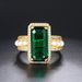 Fashion geometric large gemstone female ring inlaid with green stone plated with gold popular jewelry_ipsvogv.com