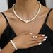 Pearl Jewelry Women Necklace Earrings Bracelet Three-Piece Set Gift For Mom Beautiful Wedding Photo Accessories_ipsvogv.com