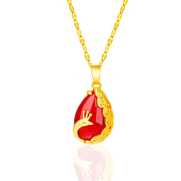 Cat Eye Stone Peacock Pendant Female Internet Celebrity Live Streaming Sand Gold Jade Ethnic Style Xiang_ipsvogv.com