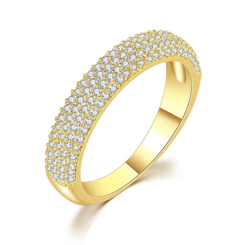 Fashion five row diamond women's ring ins style zircon micro inlaid gold plated versatile ring_ipsvogv.com