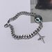 OPK Jewelry Niche Design Stainless Steel Cuban Chain Alien Cross Bracelet Unisex_ipsvogv.com
