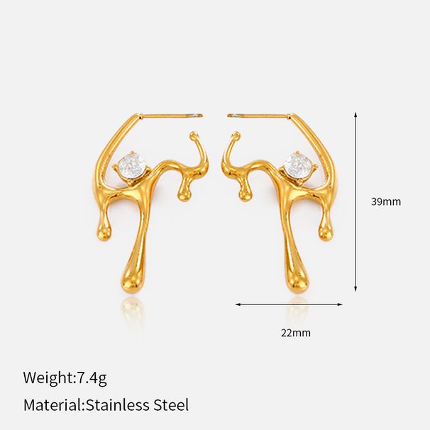 Women’s Jewelry Set Fashion High Grade Retro Earrings Stainless Steel Plated Gold Micro Inlaid Zircon Irregular Geometric Earrings_ipsvogv.com