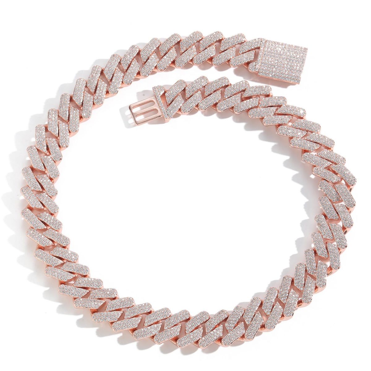 Men’s Jewelry Set Fashion Necklace Hip Hop 20MM Diamond Three Color Rose Gold Miami Bar Cuban Chain Hip Hop Men's Necklace_ipsvogv.com