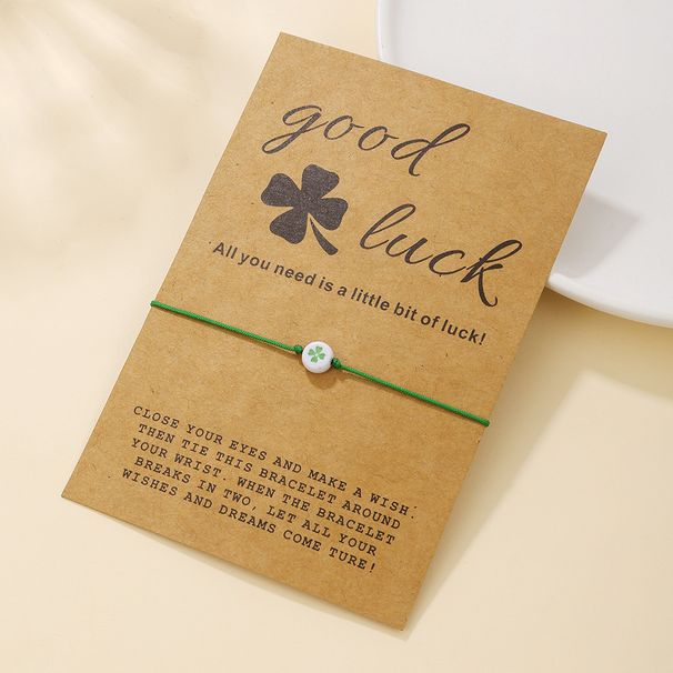 Card bracelet St. Patrick green lucky clover pendant braided bracelet jewelry_ipsvogv.com