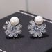 Cao Shi's Korean Edition Simple New Exquisite Snowflake Zircon Pearl High End Celebrity Style Earrings_ipsvogv.com