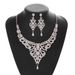 New Rose Gold Necklace Earrings Diamond Jewelry Wedding Dress Evening Gown Accessories Two-Piece Set_ipsvogv.com
