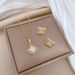 【 Titanium Steel 】 Lucky Grass Shell Micro Inlaid Necklace Earring Set Light Luxury Personalized Temperament Earrings_ipsvogv.com
