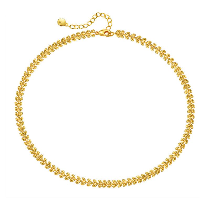 Color Preserving Necklace Plated With K Real Gold Ins Style Wheat Ear Necklace Design Heart Shaped Arrow Chain Clavicle Chain_ipsvogv.com