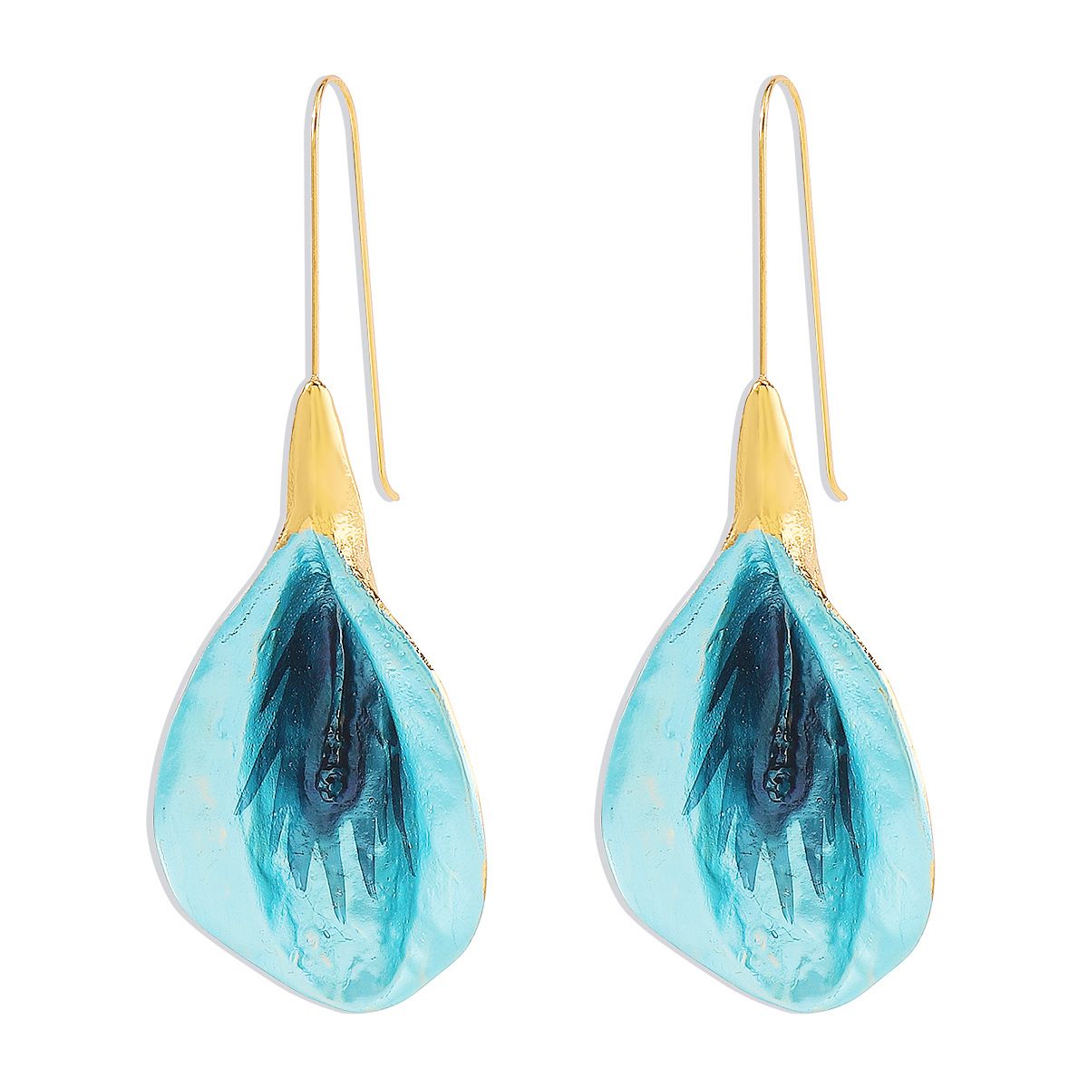 11266 Personalized Fashion Colored Flower Long Wind Vacation Alloy Drip Oil Earrings Accessories_ipsvogv.com