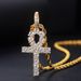 Unisex hot selling Ankh key cross pendant zircon gold necklace hip hop trend hot selling jewelry_ipsvogv.com