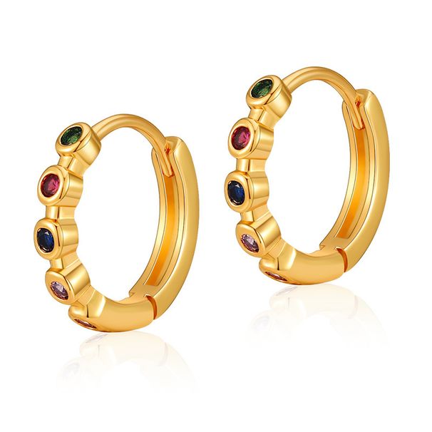 Colored zircon series light luxury earrings plated with K real gold color preserving retro peach heart round earrings_ipsvogv.com