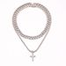 Diamond cross pendant alloy Cuban chain single row chain set accessories all match hip hop necklace_ipsvogv.com