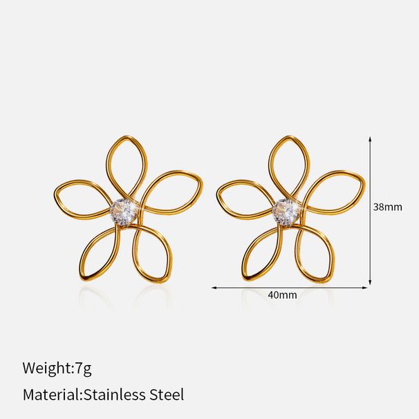 Women’s Jewelry Set Fashion Flower Five Petal Flower Pearl 18k304 Stainless Steel Bracelet Earring Earring_ipsvogv.com