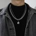Titanium steel personality Cuban double layer 26 letter necklace men and women trend hip hop niche sweater chain pendant jewelry_ipsvogv.com