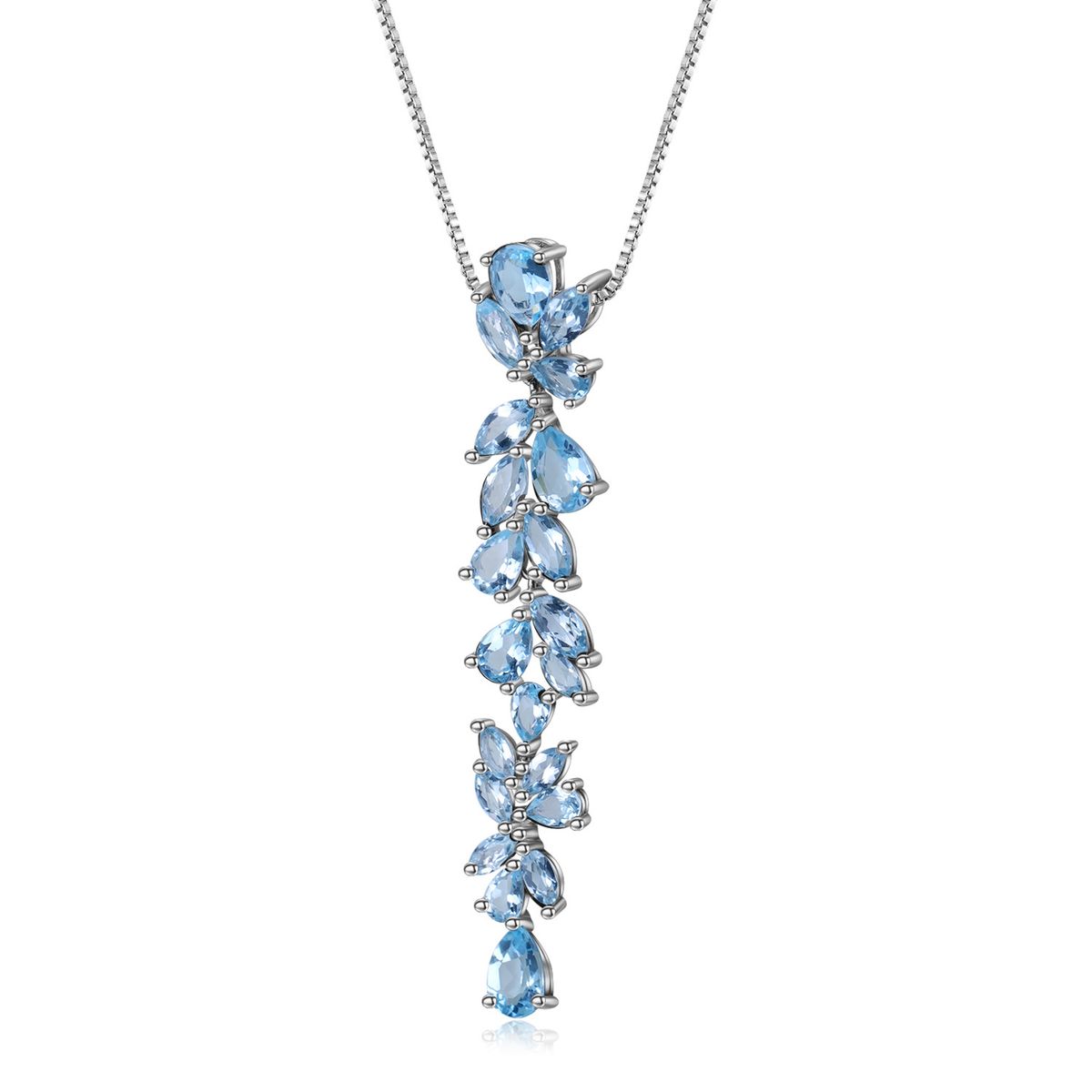 Natural Topaz Sterling Silver Necklace European And American Personality Gem String Design Silver Natural Colored Gem Necklace Pendant_ipsvogv.com