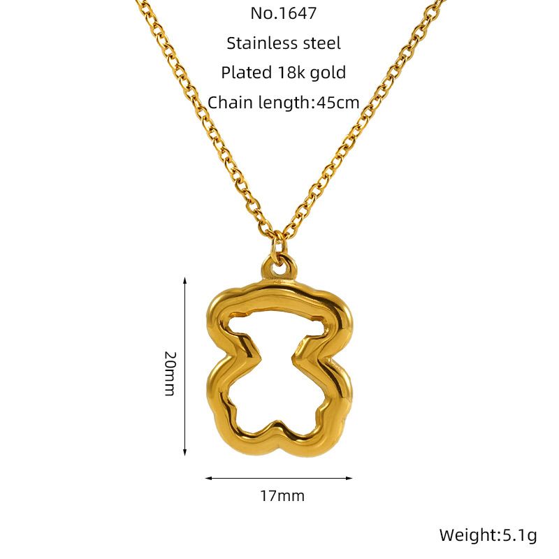 Titanium Steel Jewelry Hollow Three Dimensional Bear Necklace Female K Gold Light Luxury Niche Necklace Advanced Clavicle Chain_ipsvogv.com