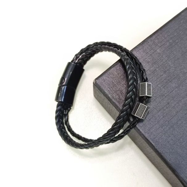 Magnetic Buckle Men, High-end Leather Woven Bracelet, Unique Design For Hip-hop Style, Couple Bracelet_ipsvogv.com