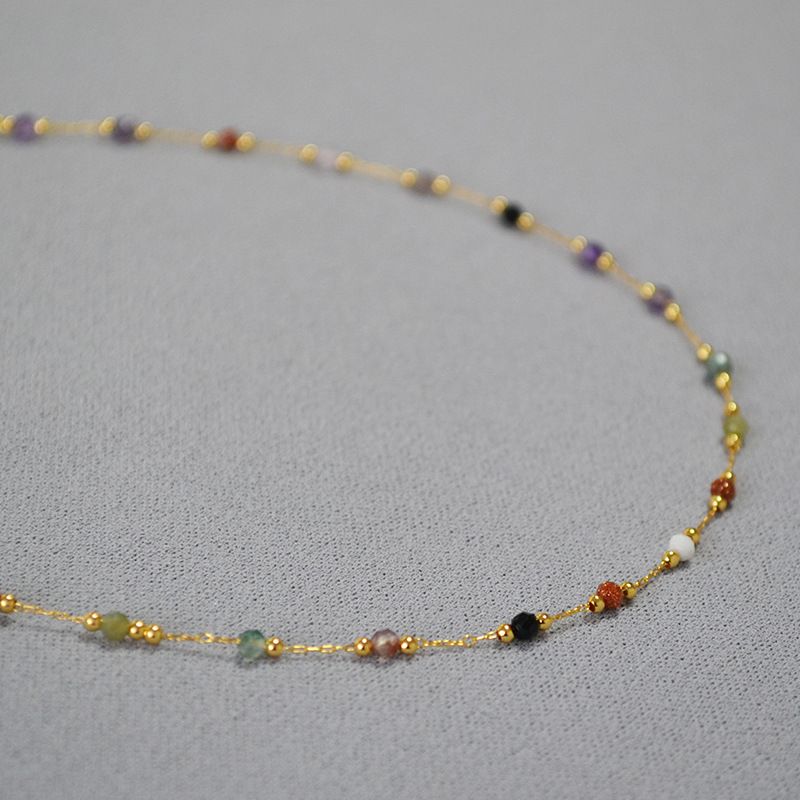 Sweet Colorful Natural Stones, Delicate Simple, Personalized And Versatile, Short Necklaces, Collarbone Chains For Women_ipsvogv.com