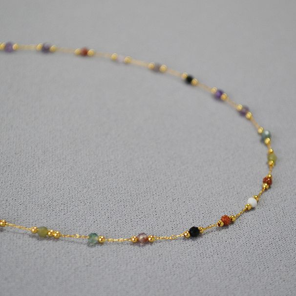 Sweet Colorful Natural Stones, Delicate Simple, Personalized And Versatile, Short Necklaces, Collarbone Chains For Women_ipsvogv.com