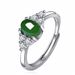 Classic Open Temperament Inlaid Chalcedony Crystal Clear Plain Green Hetian Jade Ring_ipsvogv.com