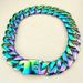 Rainbow Color Vacuum Plating 316L Stainless Steel Width 32mm Very Heavy 40-55cm Big Necklace_ipsvogv.com