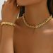 Ins personalized metal design bracelet necklace set, female niche, exaggerated design, alloy long collarbone chain_ipsvogv.com