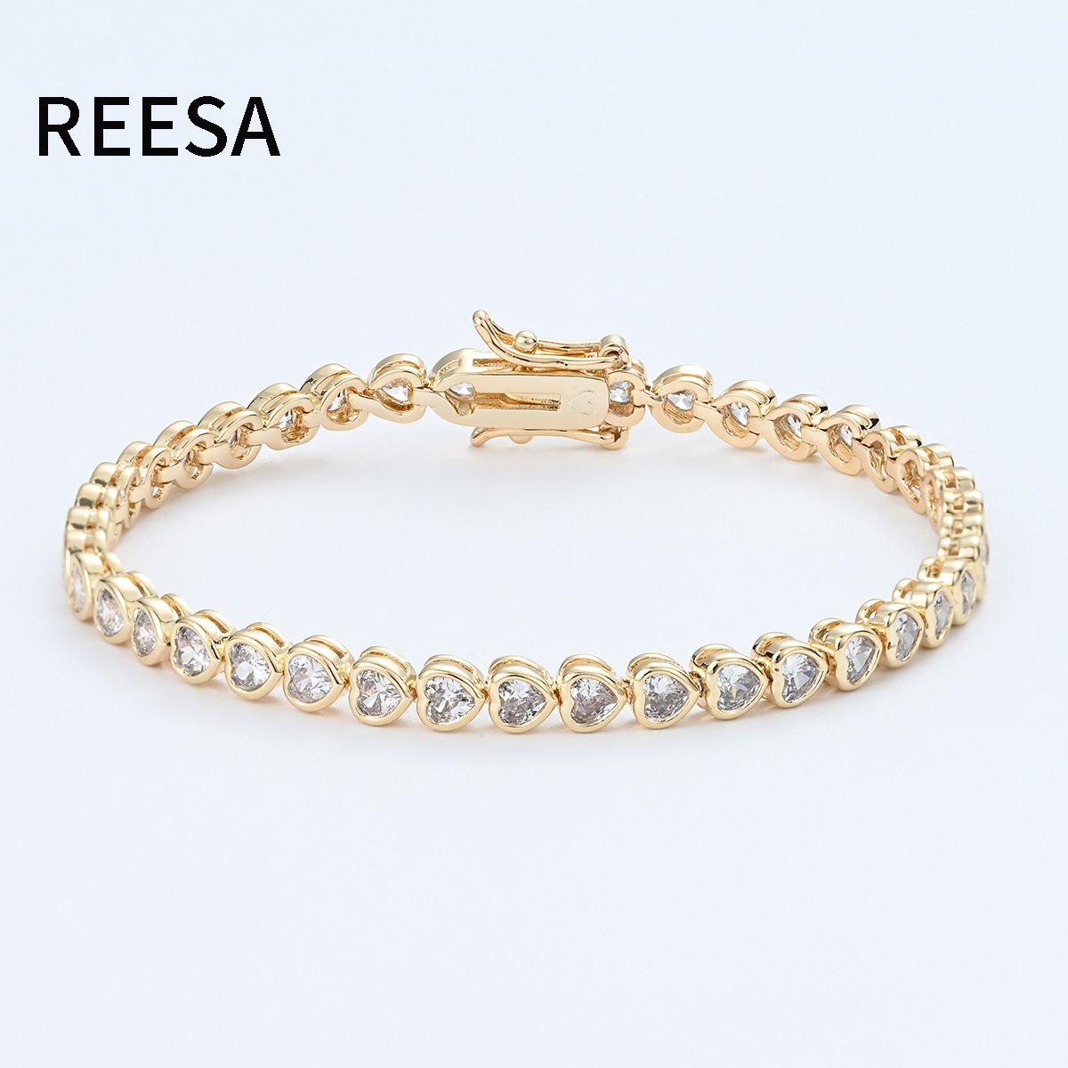 Trendy Heart-Shaped Bracelet Single Row Full Zircon Tennis Chain Hip-Hop Accessory_ipsvogv.com