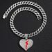 New Heart Wrenching Diamond Alloy Pendant, Trendy Hip-hop Cuban Chain Necklace, Men's Necklace_ipsvogv.com