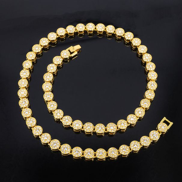 Unisex Alloy Jewelry New 8mm Round Glass Full Diamond Necklace High End Rap Cool Hip Hop Cuban Chain_ipsvogv.com