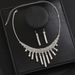 2025 Brilliant Full Diamond Rhinestone Tassel Necklace And Earring Set Bridal Wedding Accessories_ipsvogv.com