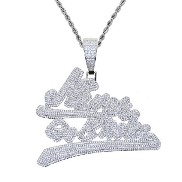 Men's Hip Hop Diamond Letter Pendant Necklace - Stainless Steel Cuban Chain With Engraved Initials, 24 Inches, Silver & Gold Hip Hop New Style_ipsvogv.com