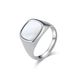 Light luxury style square seal inlaid shell titanium steel ring men and women wedding ring commuting fashion wear accessories_ipsvogv.com