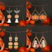 Halloween new wooden earrings female funny pumpkin maple leaf ghost earrings creative hollow water drop cat earrings_ipsvogv.com