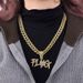 Full Diamond Letter Necklace Oval PLUG Trendy Brand Versatile Hip Hop Men's Pendant_ipsvogv.com