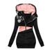 Women's Clothing women's sweatshirt zipper color matching print hooded long sleeved jacket_ipsvogv.com