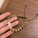 Green Sandalwood Beaded Bracelet For Women's Summer New Chinese Style, Simple And High End, Adjustable Handpiece Trendy_ipsvogv.com