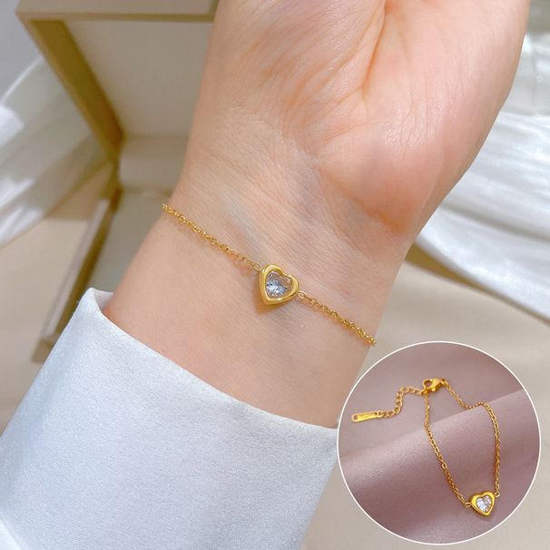 【 Full body titanium steel 】 Dong Men Men's personalized temperament, Sen series love, small zircon bracelet, female_ipsvogv.com