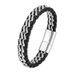 Fashion jewelry, minimalist style, double titanium steel chain, genuine bracelet, trendy punk woven leather rope_ipsvogv.com