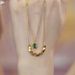 High End, Niche, Light Luxury Stainless Steel Double-layer Broken Gold, Green Zircon Pendant Necklace, Women's_ipsvogv.com