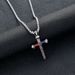 Men's Punk Style Cross Pendant Necklace - Red & Blue Braided Cord With Nail Design (Gothic Jewelry Edgy Layered Chain)_ipsvogv.com