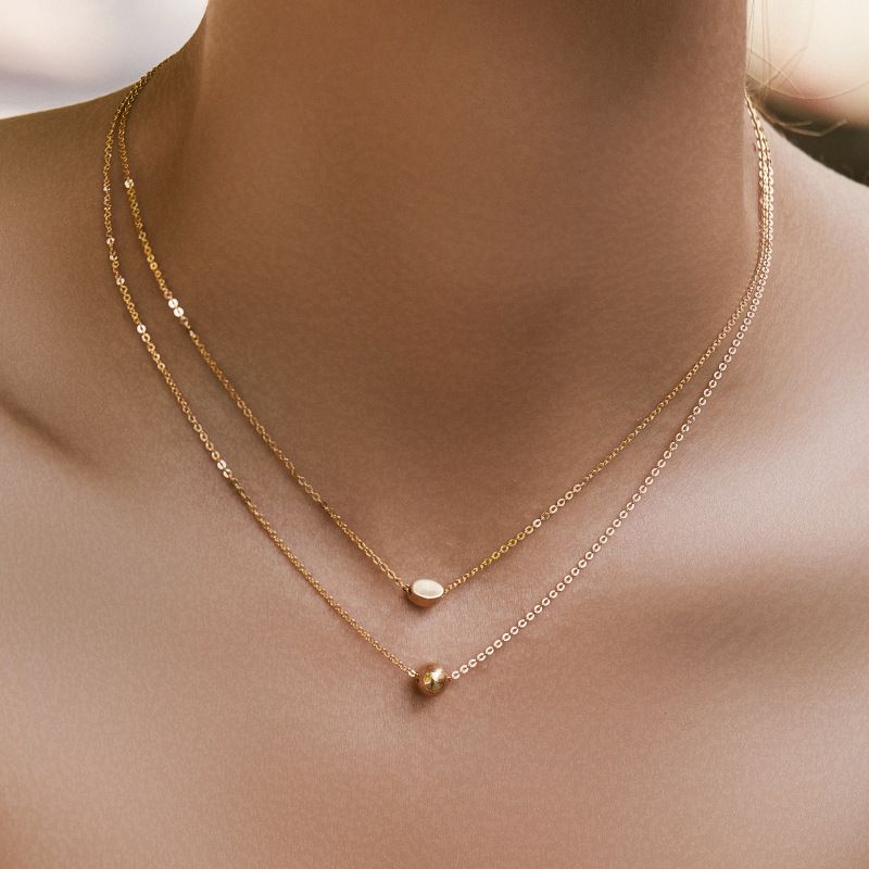 Color preserving double layer design personality necklace kit stacking fashion chic necklace copper plated K real gold_ipsvogv.com