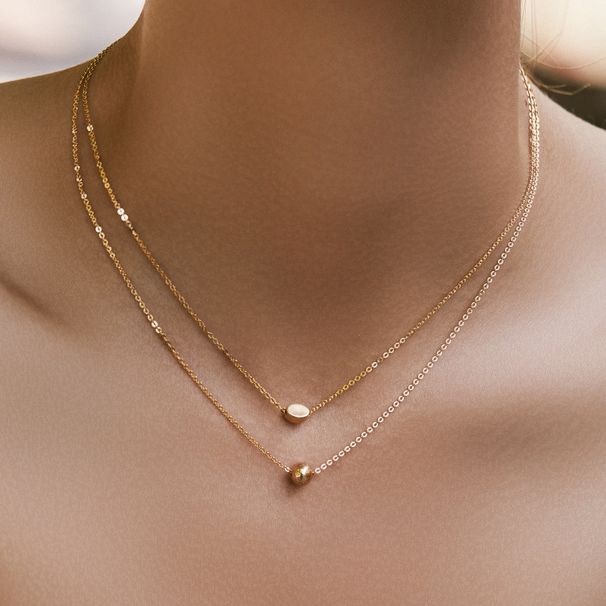 Color preserving double layer design personality necklace kit stacking fashion chic necklace copper plated K real gold_ipsvogv.com