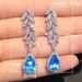 Cao Shi's Light Luxury French Design Sea Blue Zircon Water Droplet Earrings Exquisite and Elegant, Elegant and Elegant, Pear shaped Earrings_ipsvogv.com