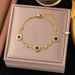 INS Versatile Fashion Titanium Steel Non Fading Roman Round Double Layer White Black Shell Necklace Bracelet Foot Chain_ipsvogv.com