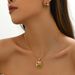 Forest Style Gemstone Necklace & Earrings Set | Korean College Jewelry | Inlaid Long Clavicle Chain For Women_ipsvogv.com