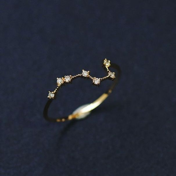 Japanese Niche Pure Silver Gold-plated Beidou Seven Fairy Queen Cross Star Joint Ring Fine_ipsvogv.com