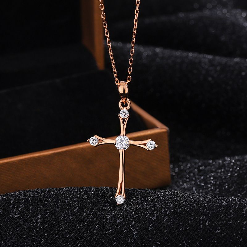 999 Sterling Silver Retro Cross Necklace For Women Fashionable And Versatile INS Long Sweater Chain Necklace_ipsvogv.com