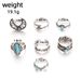 New Bohemian Turquoise Moon Feather Snake Set Of 7 Rings_ipsvogv.com