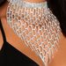jewelry diamond mesh hollow long tassel neck chain multi-layer rhinestone chain necklace choker_ipsvogv.com